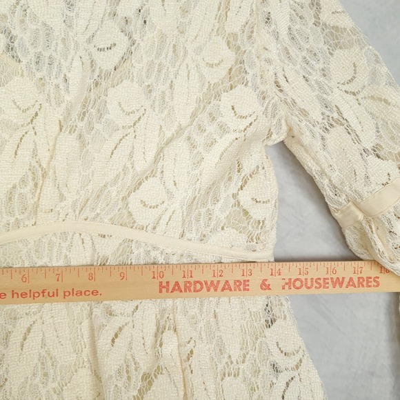 Free People Dress Womens 0 Lace Boho Peasant Long Sleeve Mini Ruffle - Picture 13 of 16